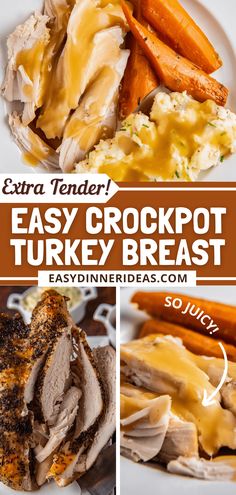 the easy crockpot turkey breast recipe is ready to be eaten