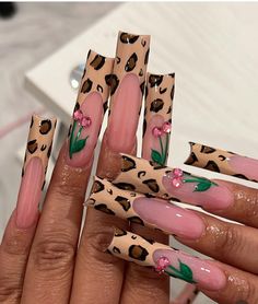 Cheetah Print Nails, Tapered Square Nails, Backless Midi Dress, Simple Acrylic Nails, Glow Nails