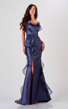 Terani 2111E4743 Navy Sleek Gown, Navy Evening Dress, Navy Evening Dresses, Couture Evening Dress, Mermaid Evening Gown, Prom Dress Stores, Terani Couture, Floor Length Gown, Mermaid Skirt