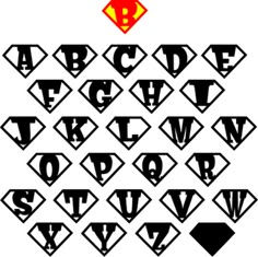 the alphabet is made up of black and white letters with diamond shapes in each letter