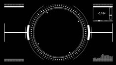 a black and white drawing of a circular object with lines, dots and circles around it