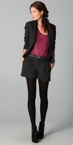 Notfall Outfit Black Tights Outfit, Shorts Tights, Look Short, Elegante Casual, Black Tights