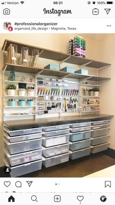 an instagram photo shows the inside of a store with many drawers and bins