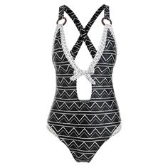 Cut Out Bowknot Criss Cross One-piece Swimsuit - Black - 5V17824814 - Women's Clothing, Women's Swimwear  #WomensSwimwear #Women's #Clothing # #Women's #Swimwear Swimsuit Coverups Kimono, Fashion Study, Sheer Swimsuit, Trendy Swimsuits, Casual Skirt Outfits, Swimsuit Black, Womens Clothing Online, Print Swimwear, Black Swimwear