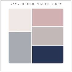 the color scheme for navy, blush, mauve, grey is featured in this postcard