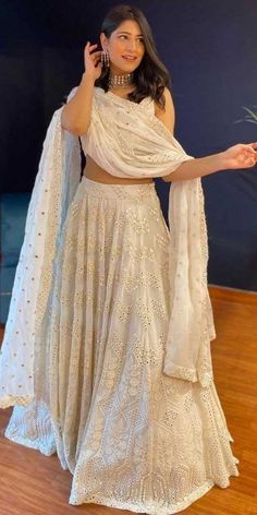 White Lehenga Choli, Lehenga Choli Designs, Mirror Work Lehenga, Lehenga Choli For Women, Choli For Women, White Lehenga, Sabyasachi Lehenga, Indian Outfits Lehenga