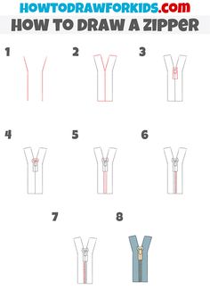 how to draw a zipper for kids step by step instructions on how to draw zippers