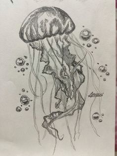 Filler Drawings Doodles, Scary Ocean Drawings, Jellyfish Ink Drawing, Animals Drawing Pencil, Sea Life Sketches, In The Sea Drawing, Jelly Fish Drawing Sketches, Siren Drawing Sketches, Ocean Sketchbook