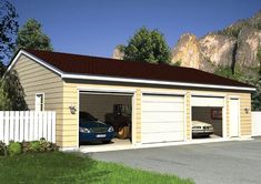 Garage With Breezeway, Detached Garage Plans, Garage With Storage, Garage Shop Ideas, 3 Car Garage Plans, Garage Design Ideas, Front Of Home, Garage Build, Garage Plans Detached