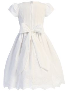 A church-ready flower girl Communion dress by Swea Pea & Lilli designer brand. Great choice for her Eucharist celebration, this delicate yet stylish dress in white puts an accent on bright. Pristine style, cotton eyelet dress with lace trim on waist and tea-length skirt. Special occasion dress for a touch of pure elegance. Made in USA. All accessories are NOT INCLUDED. Catholic Confirmation Dresses, 1st Communion Dresses, Catholic Confirmation, Confirmation Dresses, Girls Communion Dresses, Tea Length Skirt, First Communion Dress, White Flower Girl Dresses, First Communion Dresses