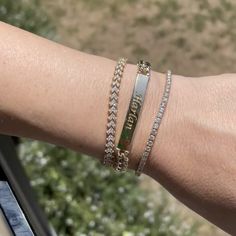 Tag Bracelet 1 Great Grandchildren, Baby Bracelet, Conflict Free Diamonds, Grandchildren, Custom Engraving, Link Bracelets, Online Jewelry, Diamond Bracelet, Gold Plate