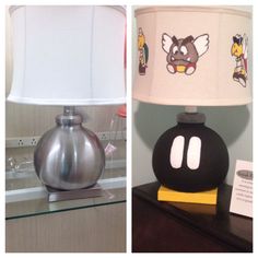 two different lamps with cartoon characters on them