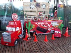 the cars are lined up in front of the booth