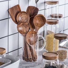 Teak Wooden Utensil Set - 7 Pieces - Kitchen - HomeRelaxOfficial Wooden Cooking Utensils Set, Wood Cooking Utensils, Wood Kitchen Tool, Natural Wood Kitchen, Wooden Kitchenware, Wooden Cooking Utensils, Wood Utensils, Wooden Kitchen Utensils, Kitchen Tool Set