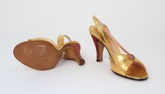 50s Fenton Saks Fifth Ave Gold Slingback Heels Slingback Heels, Slingback Heel, Saks Fifth, Heels, For Sale, Gold