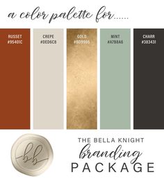 the color palette for the bella knight branding package