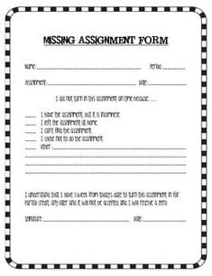 the missing assignment form is shown in black and white