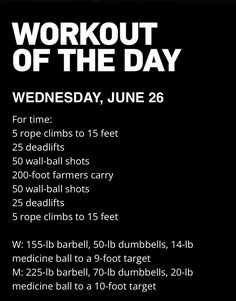 a black and white poster with the words workout of the day