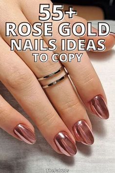 Rose Gold Metallic Nails, Gold Gel Nails, Rose Gold Nails Design, Gold Chrome Nails, Copper Nails, Rose Gold Chrome, Chrome Nails Designs, Rose Gold Nails, Rose Nails