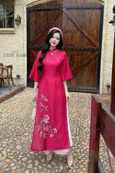 ❣️ This set includes one Ao Dai Top and 1 Pants Style: Traditional  Material: Chiffon. Non Stretch. ❣️ This beautiful and modern ao dai set is perfect for any special occasions: Lunar NewYear, Mid Autumn Festival, Attending Wedding, or a Family photoshoot. ❣️ Please note: - Sizing may run sizes smaller than American standard sizes, please refer to the size charts. - Please contact us if you have any questions ❣️We are proud to provide you with high quality fabric, handpicked modest colors, and wide-range of designer and sizes. At Ao Dai byCuteSass, you will find: - Unique Designer Styles - Designer Highest quality material, ranging from premium chiffon to real silk - New and wide range of designs - We provide accurate sizings and support sizing exchange ❣️ Exchange: - We support exchange f Fitted Embroidered Sets For Summer, Fitted Full Length Embroidered Sets, Fitted Full-length Embroidered Sets, Embroidered Fitted Full-length Sets, Fitted Embroidered Summer Sets, Long Embroidered Sets For Spring, Fitted Embroidered Sets For Spring, Embroidered Fitted Sets For Spring, Embroidered Fitted Set For Spring