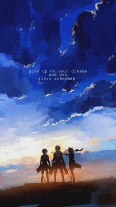 two people standing on top of a hill under a cloudy sky with the words live up and your dreams above them