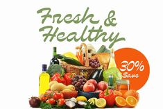 an advertisement for fresh and healthy fruits and vegetables