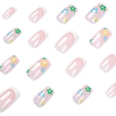 Black White Nails, Pink Spring, Stick On Nails, French Tip Nails, Square Nails, Nail Kit, Acrylic Nail Designs