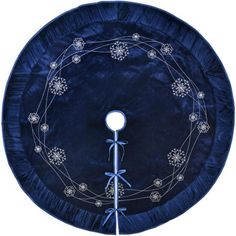 a decorative blue plate with snowflakes on it