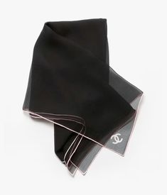 Scarves of the Fall-Winter 2024/25 collection: Square Scarf, silk muslin, black & pink on the CHANEL official website. Trendy Black Silk Square Scarf, Luxury Elegant Black Scarves, Luxury Designer Black Scarves, Luxury Black Square Silk Scarf, Luxury Square Silk Scarf, Scarf Silk