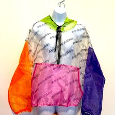 Long Sleeve, Hoodie, 100% Polyester, Size 2x Trendy Color Block Hoodie For Spring, Multicolor Hoodie With Drawstring For Spring, Multicolor Spring Hoodie With Drawstring Hood, Multicolor Spring Hoodie Outerwear, Trendy Colorful Outerwear For Spring, Trendy Hoodie Windbreaker For Spring, Trendy Spring Windbreaker Hoodie, Trendy Multicolor Hooded Windbreaker, Casual Multicolor Windbreaker For Fall