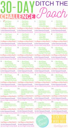 the 30 - day challenge is shown in this printable poster