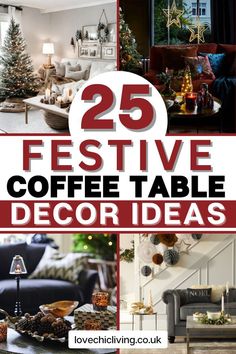 Coffee Bean Decor Centerpieces, Living Room Coffee Table Christmas Decor, Square Coffee Table Christmas Decor, Christmas Decor Ideas For Coffee Table, Coffee Table Styling Christmas, Christmas Decor For Coffee Table