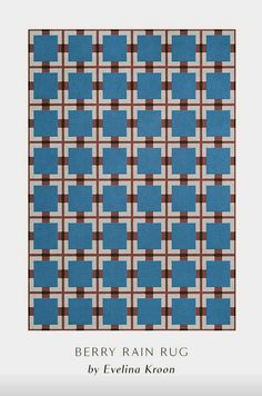 a blue and brown plaid pattern with the words berry rain rug written in red on it