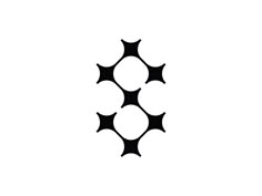 three black and white circles are arranged in the shape of an eight - pointed star