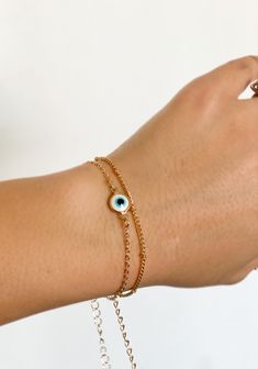 Dainty evil eye set bracelet 2 piece set Trendy Gold Bracelets With Evil Eye, Trendy Adjustable Evil Eye Bracelet, Dainty Evil Eye Bracelet For Everyday, Trendy Evil Eye Bracelet, Trendy Evil Eye Jewelry, Trendy Everyday Evil Eye Jewelry, Trendy Resizable Evil Eye Bracelet, Adjustable Dainty Evil Eye Jewelry, Dainty Evil Eye Bracelet Jewelry