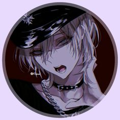 an anime character with black hair and piercings on his ears, wearing a chain around his neck