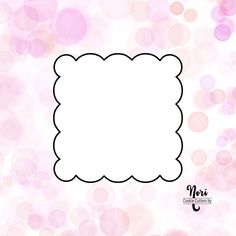 a pink and white background with bubbles in the shape of a square, on top of it