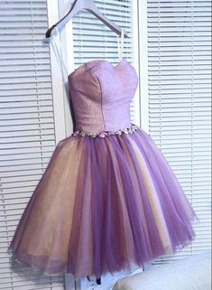 Purple Tulle Skirt Prom Dress, Purple Tulle Bridesmaid Dress, Purple Bridesmaid Dress With Sweetheart Neckline, Purple Sweetheart Neckline Bridesmaid Dress, Pretty Homecoming Dresses Short, Junior Homecoming Dresses, Pretty Homecoming Dresses, Dresses Short Prom, Mini Prom Dresses