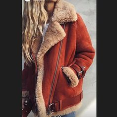 Orange With A Hint Of Red Fur Jacket - Brand New! Red Winter Outerwear With Zipper, Red Winter Outerwear With Zipper Closure, Trendy Red Winter Outerwear, Trendy Red Outerwear For Fall, Fall Fashion Coats, Winter Fur Coats, Lapel Coat, Cozy Coats, Coat Women Fashion