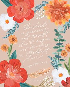 an illustration with flowers and bible verse