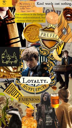 collage of harry potter images and words