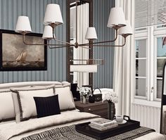 a living room filled with furniture and lamps