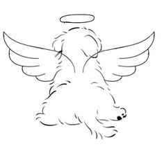 an angel dog with its wings spread out