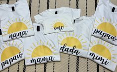 These matching family t-shirts are perfect for that first birthday theme, "First Trip Around the Sun." These are perfect for anyone in the family. This design is featured on a Unisex Comfort Colors or Gildan t-shirt in white color. White Summer T-shirt For Family Events, Personalized Family Matching T-shirt For Summer, Family Matching Custom Print T-shirt For First Birthday, Family Matching T-shirt For First Birthday, Family Matching Shirt With Name Print For First Birthday, Personalized Cotton Tops For Family Events, Family Matching Tops For Summer Events, Customizable Family Matching T-shirt For First Birthday, Family Matching T-shirt For First Birthday And Father's Day