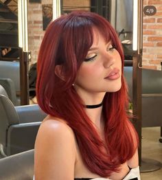 Cool Toned Red Hair, Dr Girlfriend, Red Hair Costume, Red Hair With Bangs, Deep Red Hair, Red Palette, Short Red Hair, Peach Hair