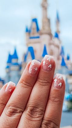 Short Acrylic Disney Nails, Disney 100 Anniversary Nails, Tasteful Nail Art, Simple Gel Nails Short Disney, Pink And Blue Disney Nails, Short Simple Disney Nails, Disney Gel Nail Designs Simple, Simple Disney Nails Dip, Disney Natural Nails