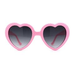 SA106 brand valentine cutie novelty heart shape sunglasses with polka dot pattern. Size: 5 1/2" (140mm) x 2 1/2" (60mm).  Color: Pink.  Gender: female.  Age Group: adult. Heart Shape Sunglasses, Shape Sunglasses, Cute Womens, Heart Shaped Sunglasses, Womens Sunglasses, Polka Dot Pattern, Polka Dot Print, Dot Print, Dark Pink