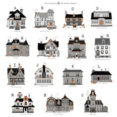 an image of different types of houses in the style of caddys and their names