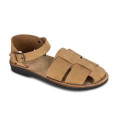 Embrace style and reliable comfort with the Gemma sandal, featuring a fashionable fisherman sandal silhouette crafted from yellow nubuck full-grain leather. Enjoy a customized fit with the adjustable ankle strap and buckle closure in matching hardware. Gemma, like all Jerusalem Sandals, prioritizes comfort, with a leather sole that molds to your feet and a polyurethane outsole ensuring all-day comfort from city streets to nature trails. These durable leather sandals are lightweight and flexible, ensuring unrestricted movement. Skilled artisans in East Jerusalem meticulously handcraft each pair using 100% natural leather. Experience the renowned craftsmanship, quality, and comfort of Gemma sandals. Vegetable-tanned natural leather Leather sole molds to your feet Comfortable polyurethane out Adjustable Open Toe Huarache Sandals With Buckle Closure, Adjustable Open Toe Huarache Sandals With Buckle, Adjustable Leather Huarache Sandals With Buckle Closure, Adjustable Leather Huarache Sandals With Buckle, Adjustable Closed Toe Leather Strap Sandals, Classic Adjustable Round Toe Sandals, Adjustable Leather Strap Closed Toe Sandals, Casual T-strap Sandals With Tang Buckle, Adjustable T-strap Sandals With Tang Buckle