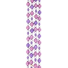 three strands of purple and white beads